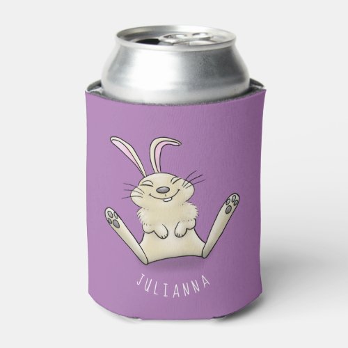 Cute bunny rabbit cartoon illustration can cooler