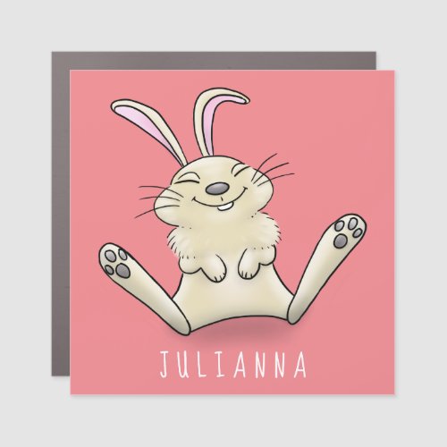 Cute bunny rabbit cartoon illustration car magnet