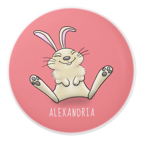 Cute bunny rabbit cartoon illustration ceramic knob