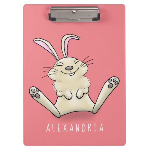 Cute bunny rabbit cartoon illustration clipboard