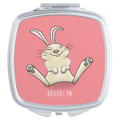 Cute bunny rabbit cartoon illustration compact mirror
