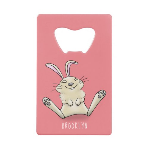Cute bunny rabbit cartoon illustration credit card bottle opener