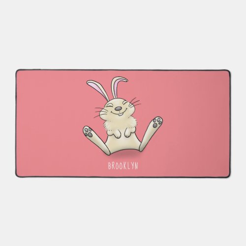 Cute bunny rabbit cartoon illustration desk mat