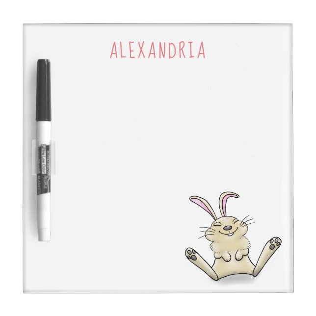 Cute bunny rabbit cartoon illustration dry erase board (Front)