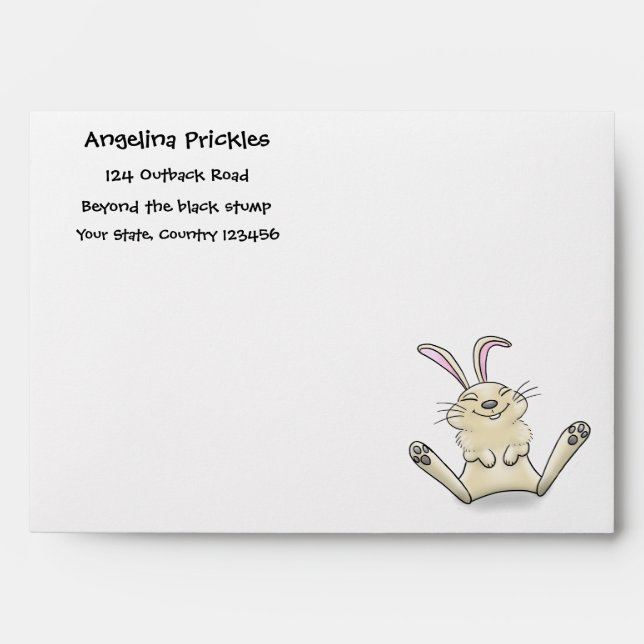 Cute bunny rabbit cartoon illustration envelope (Front)