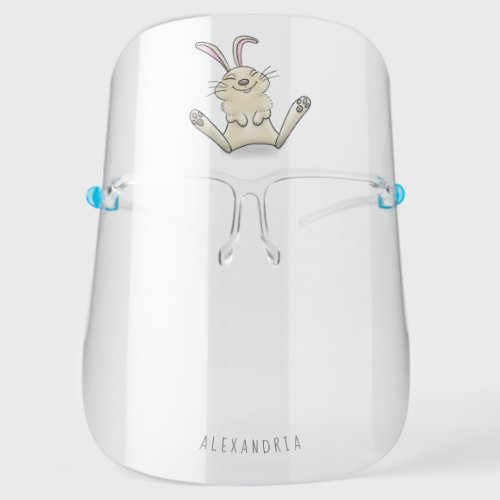 Cute bunny rabbit cartoon illustration face shield