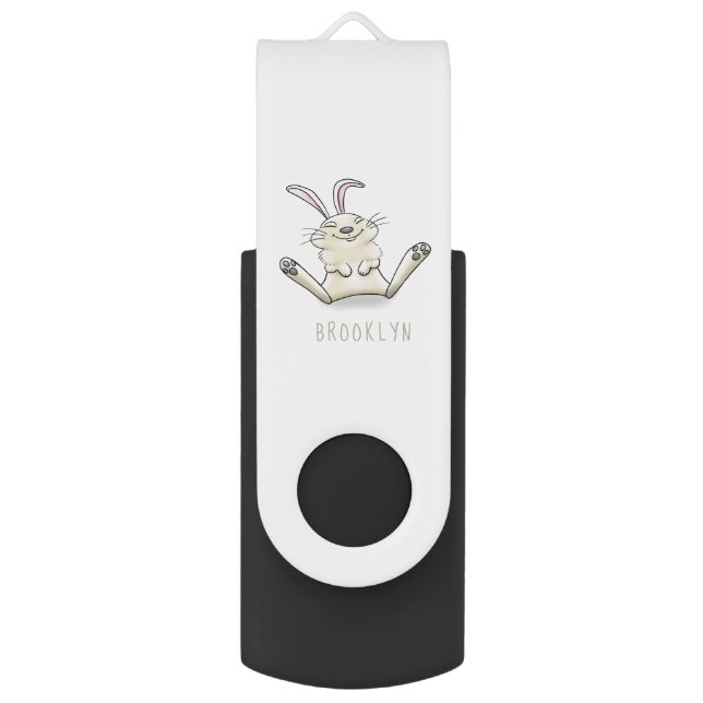 Cute bunny rabbit cartoon illustration flash drive (Front Vertical)