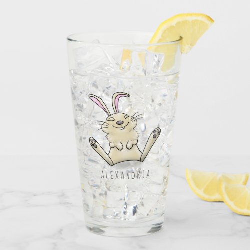 Cute bunny rabbit cartoon illustration glass