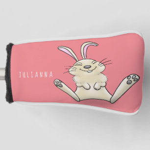 Cute bunny rabbit cartoon illustration golf head cover