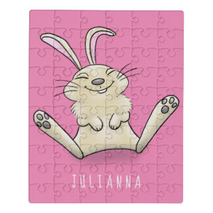 Cute bunny rabbit cartoon illustration jigsaw puzzle
