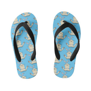 Cute bunny rabbit cartoon illustration kid's flip flops