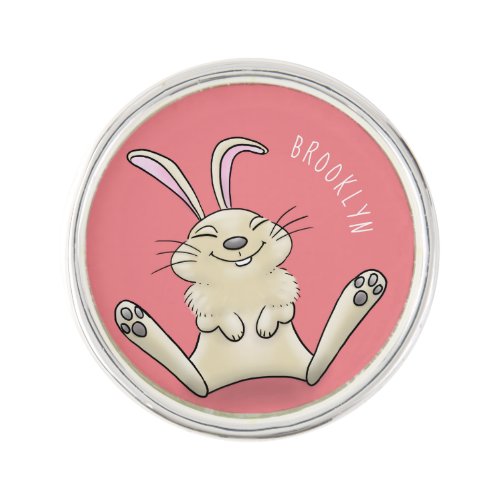 Cute bunny rabbit cartoon illustration lapel pin
