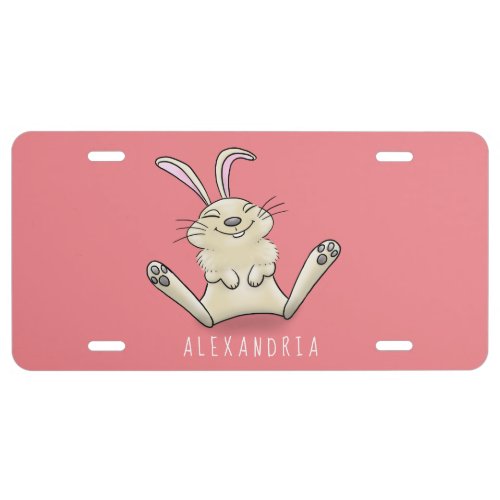 Cute bunny rabbit cartoon illustration license plate
