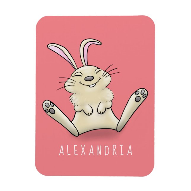 Cute bunny rabbit cartoon illustration magnet (Vertical)