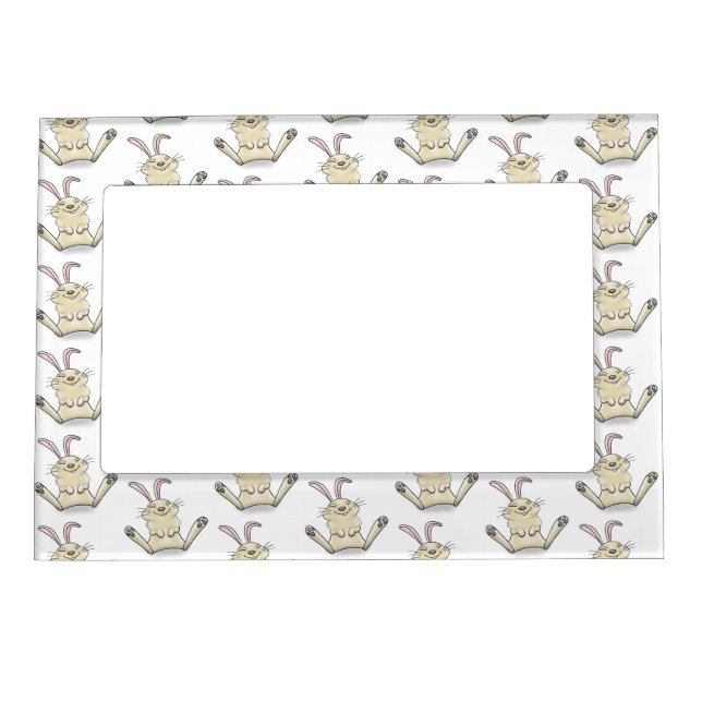 Cute bunny rabbit cartoon illustration magnetic frame (Front)