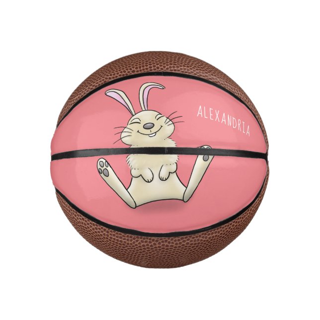 Cute bunny rabbit cartoon illustration mini basketball (Front)