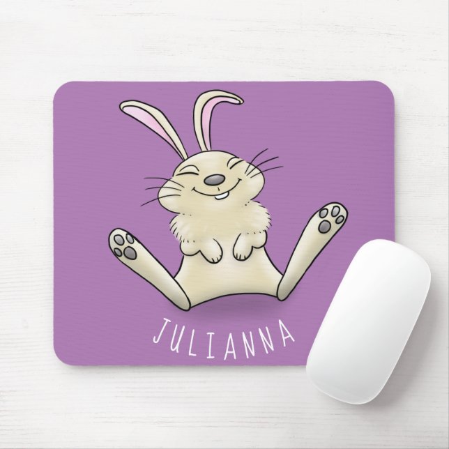 Cute bunny rabbit cartoon illustration mouse pad (With Mouse)