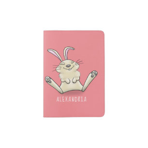 Cute bunny rabbit cartoon illustration passport holder