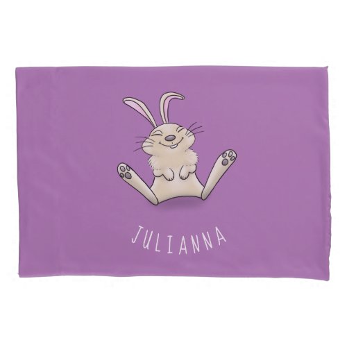 Cute bunny rabbit cartoon illustration pillow case