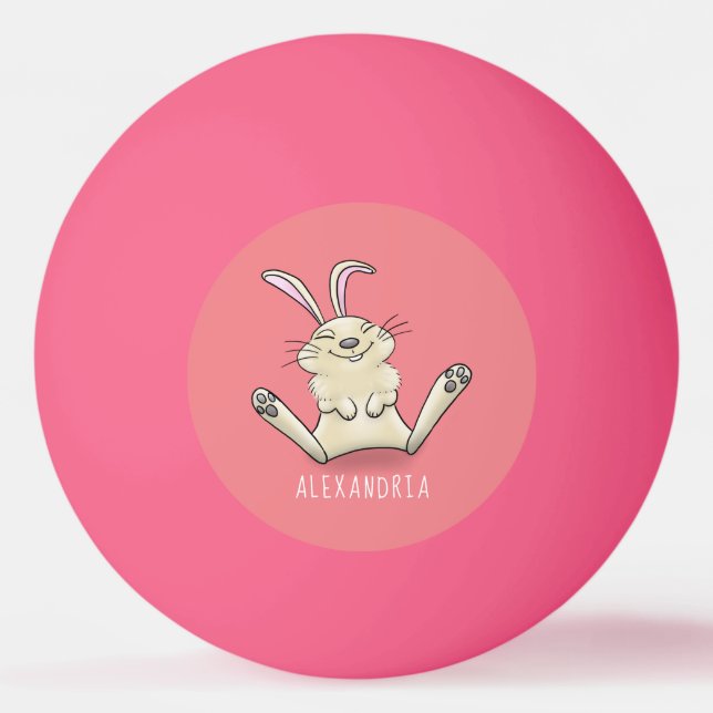 Cute bunny rabbit cartoon illustration ping pong ball (Front)