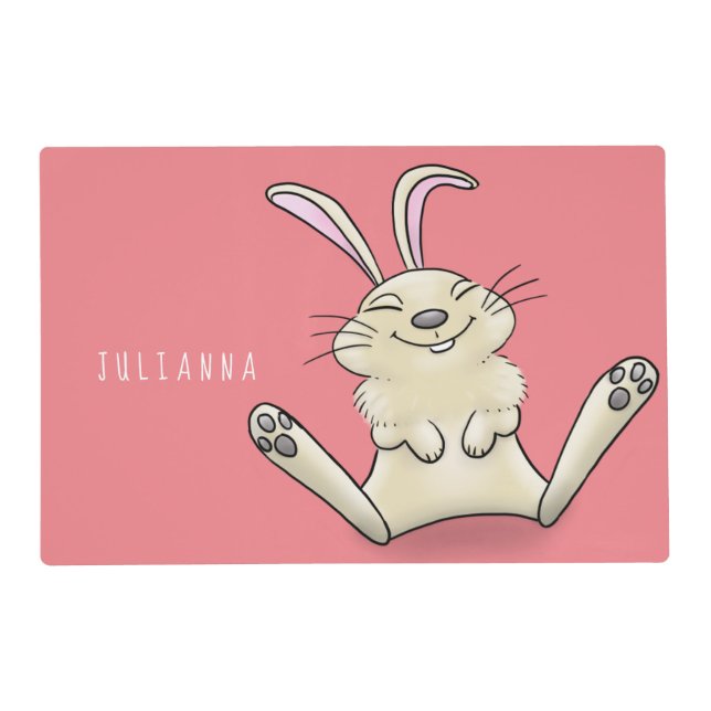 Cute bunny rabbit cartoon illustration placemat (Front)