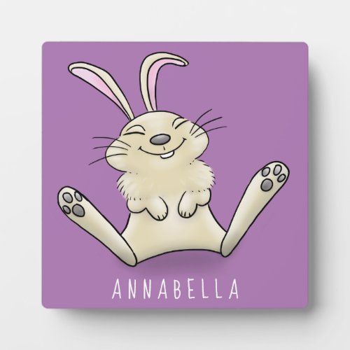 Cute bunny rabbit cartoon illustration plaque