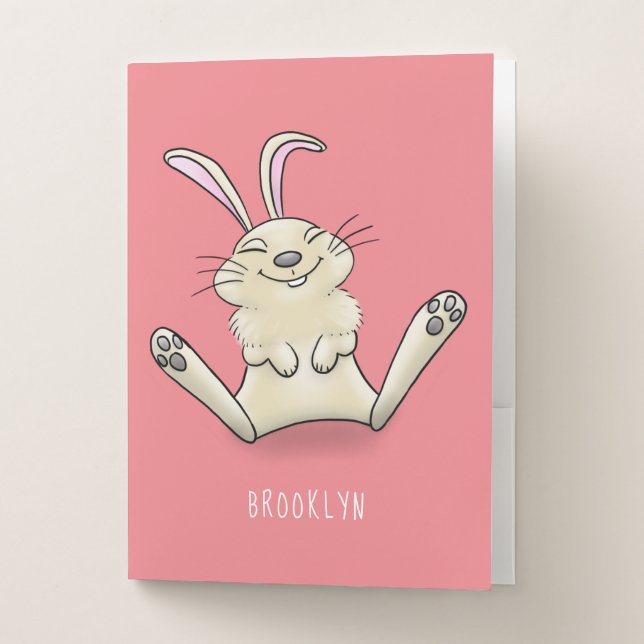 Cute bunny rabbit cartoon illustration  pocket folder (Front)