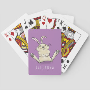 Cute bunny rabbit cartoon illustration poker cards