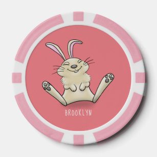Cute bunny rabbit cartoon illustration poker chips