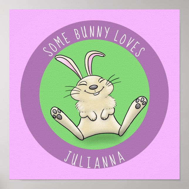 Cute bunny rabbit cartoon illustration poster (Front)