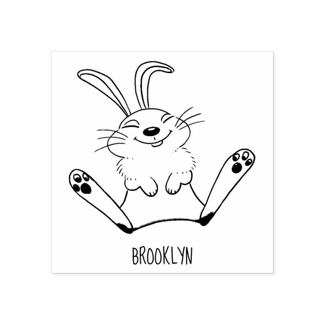 Cute bunny rabbit cartoon illustration rubber stamp (Imprint)
