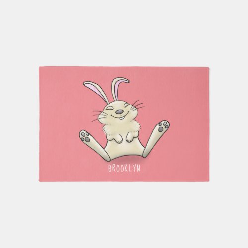 Cute bunny rabbit cartoon illustration rug