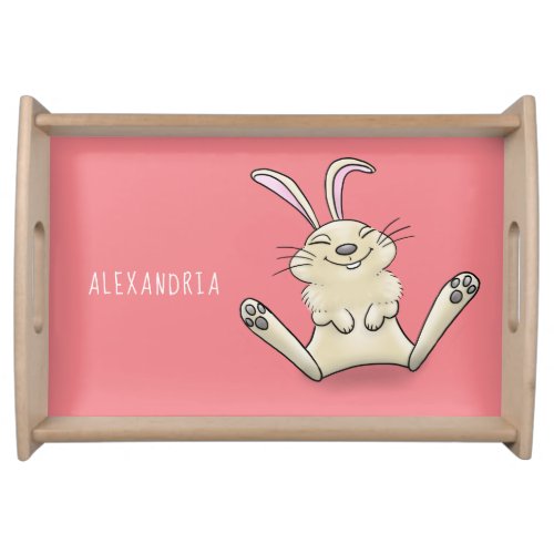 Cute bunny rabbit cartoon illustration serving tray