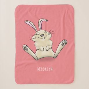 Cute bunny rabbit cartoon illustration sherpa blanket