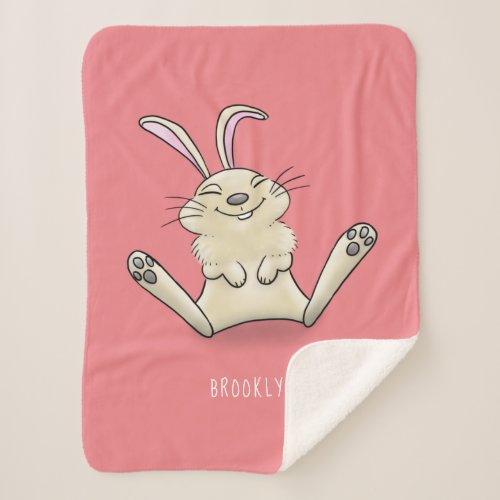 Cute bunny rabbit cartoon illustration sherpa blanket