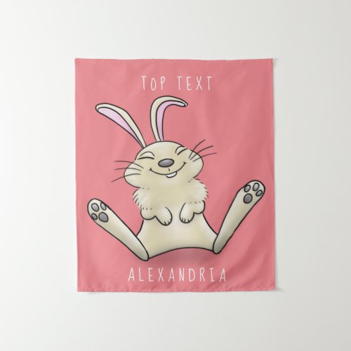 Cute bunny rabbit cartoon illustration tapestry