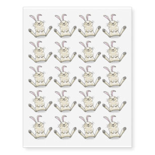 Cute bunny rabbit cartoon illustration temporary tattoos