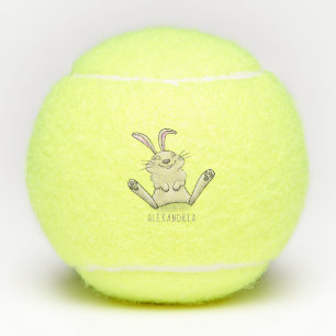 Cute bunny rabbit cartoon illustration tennis balls