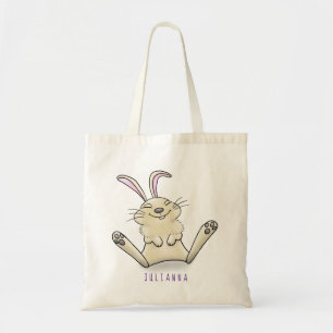 Cute bunny rabbit cartoon illustration tote bag