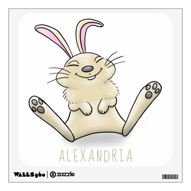 Cute bunny rabbit cartoon illustration wall decal (Front)