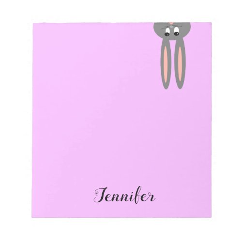 Cute Bunny Rabbit Cartoon Purple Personalized Notepad