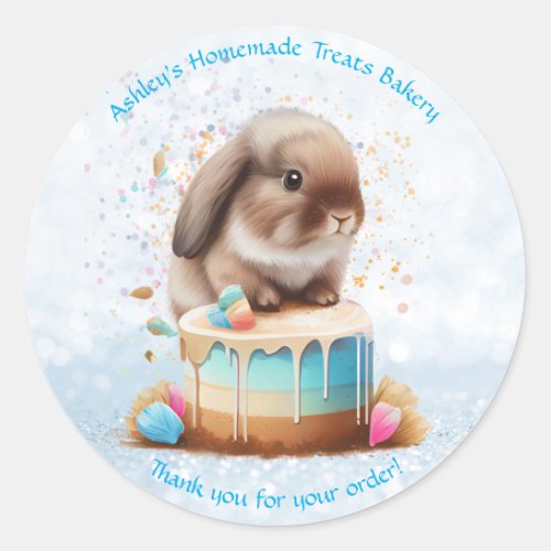 Cute Bunny Rabbit Chef Baker Cake Custom Classic Round Sticker