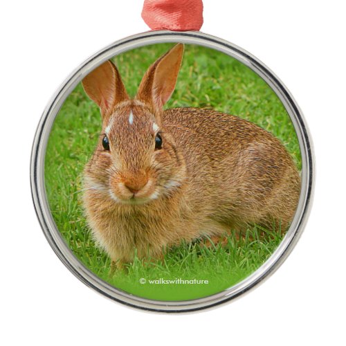 Cute Bunny Rabbit Chewing Greens on Golf Fairway Metal Ornament