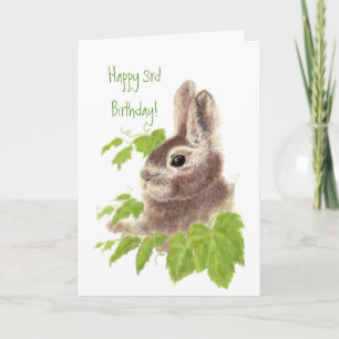 Cute Bunny Rabbit Child's 3rd Birthday Animal Card