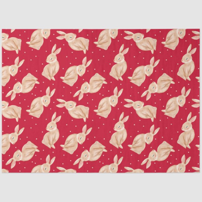 Cute Bunny Rabbit Christmas Tissue Paper (Front)