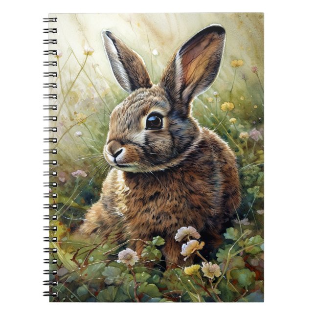 Cute Bunny Rabbit Clover Painting  Notebook (Front)