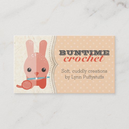 Cute bunny rabbit crochet hook ball of yarn business card