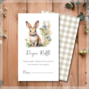 Cute Bunny Rabbit Diaper Raffle Baby Shower  Enclosure Card