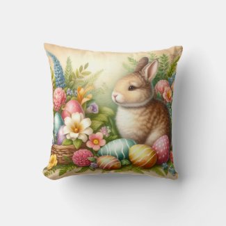 Cute Bunny Rabbit Easter Decorative Throw Pillow