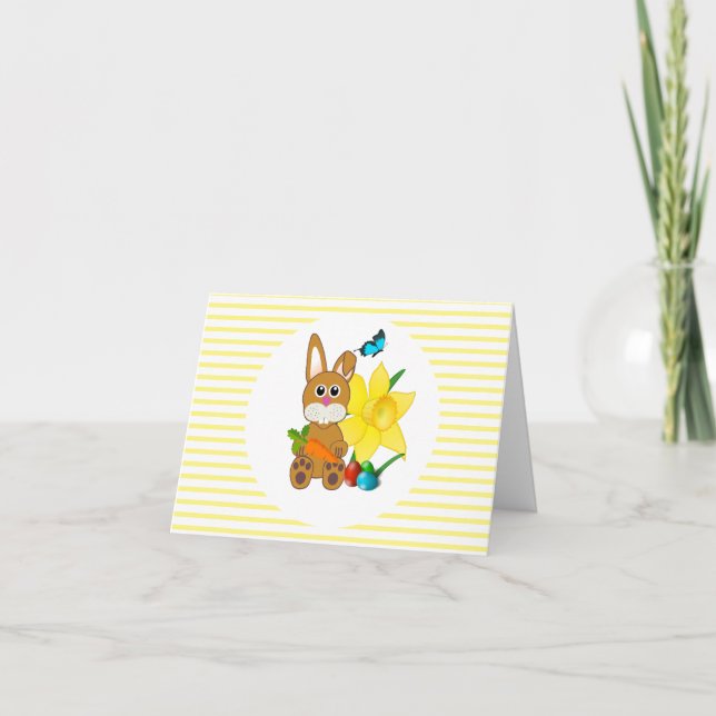 Cute Bunny Rabbit Easter Holiday Greeting Card (Front)
